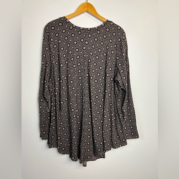 AnyBody Blouse Plus Size 1X Long Sleeve Printed Soft Stretch Modal Cotton Boho - Picture 2 of 11